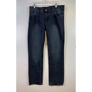 ROK‎ Jeans Mens Sz 34x34 Straight Blue Denim Embroidered Faded Y2K Hipster